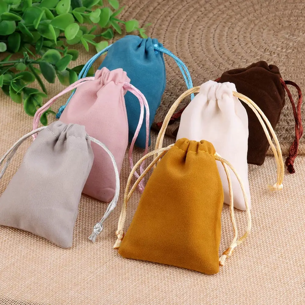 Storage Soft Pouch Packaging Drawstring Velvet Bags For Jewelry Gift