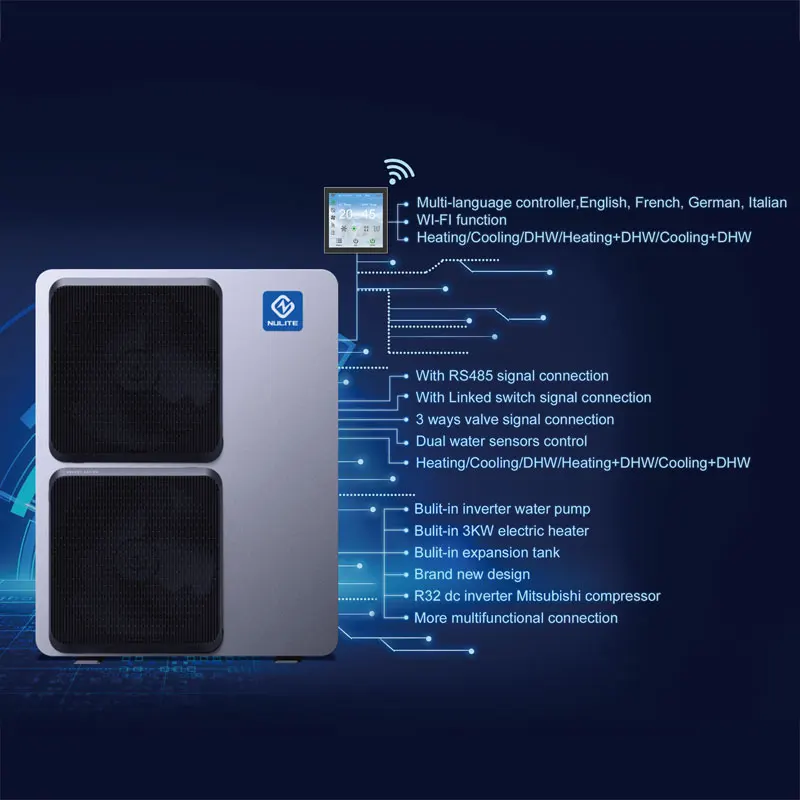 10kw r32 heating cooling monoblock dc inverter air to water heat pump heater factory