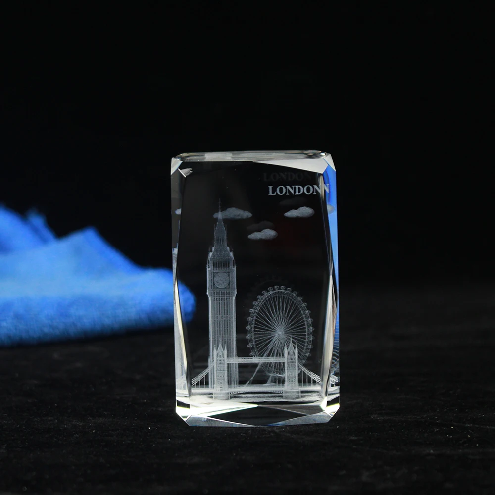 K9 Crystal 3D Laser London Bridge Big Ben Model  Cube Crystal For Souvenirs Gift