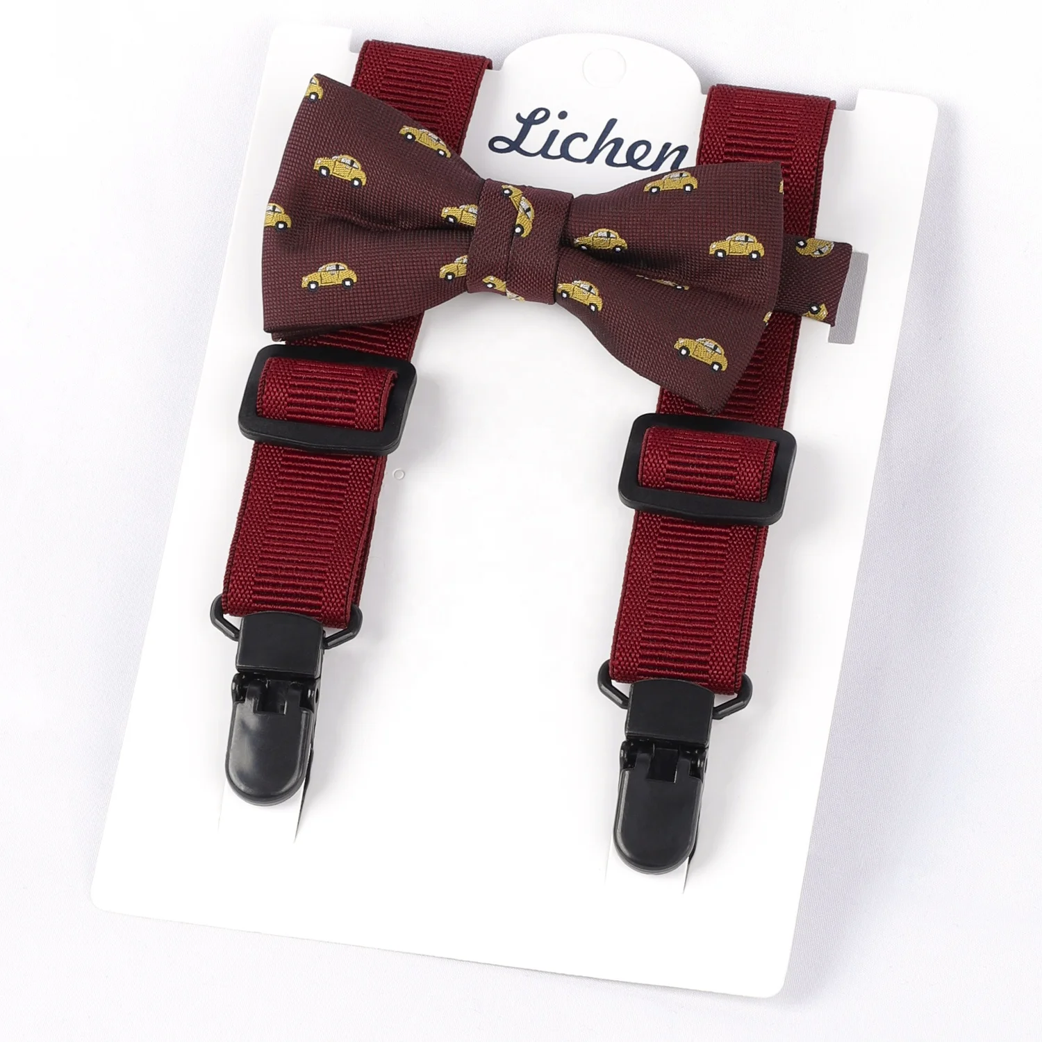 Suspenders Straps Bow Tie Set Adjustable Elastic Y Back Style Suspenders with Metal Clips and Bowtie