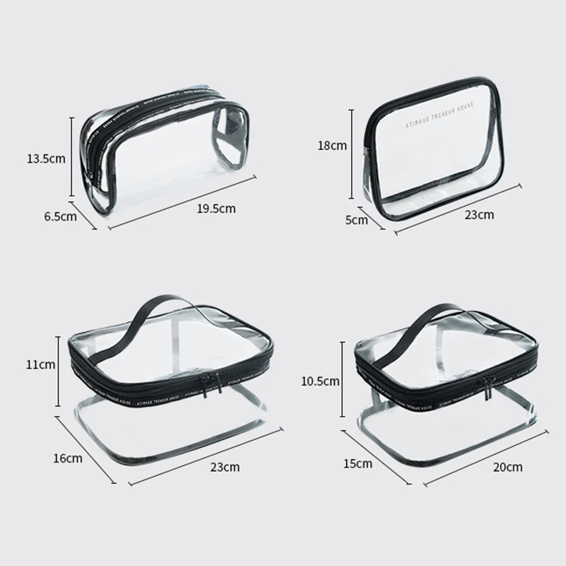 Eco-friendly Simple Portable PVC Transparent Cosmetic Bag Clear Makeup Bag Unisex Skin Care Product Storage Bag