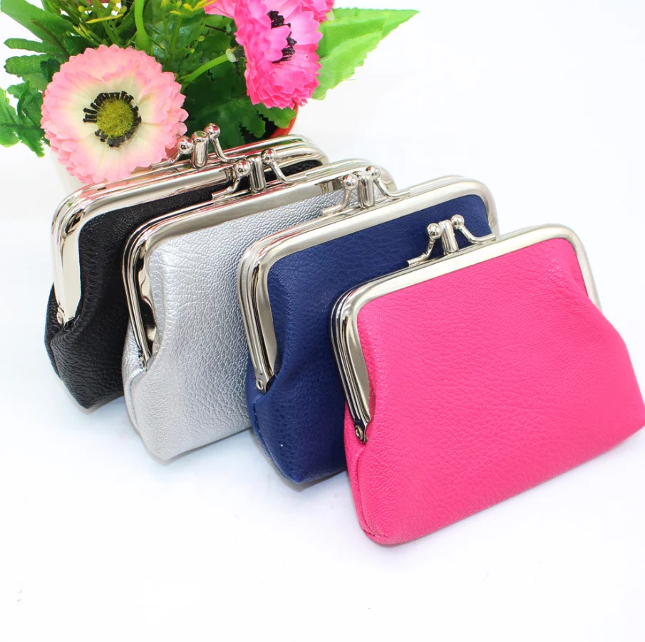 Wholesale New Double Layer 4 inch Ladies Short Clasp Wallet Small Fresh Candy Color PU Leather Thin Coin Purse with Hasp