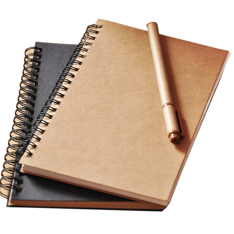 cheap bulk custom spiral notebook a5 kraft paper hardcover sketchbook journal factock note book for students