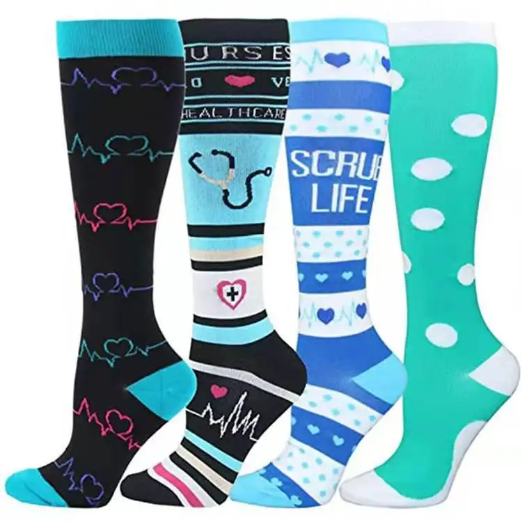 Compression Unisex Socks For Women Men Circulation Compression Socks Knee High Best For Running Nurse Travel Cycling Diabetes