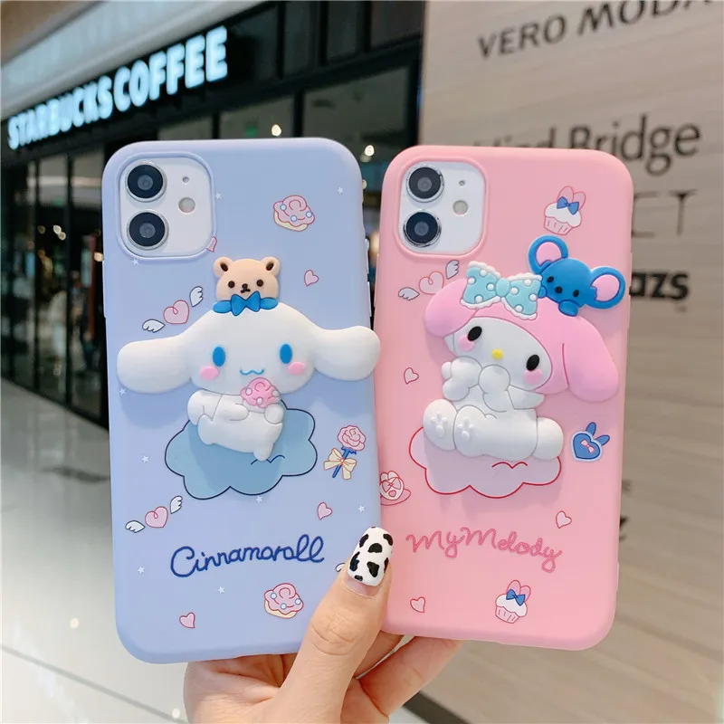 Cartoon Cute Melody Cinnamoroll Phone Case For iPhone 7/8 XR 11 12 13 14 15 16 Pro Max Shockproof Cover Mobile Phone Accessories