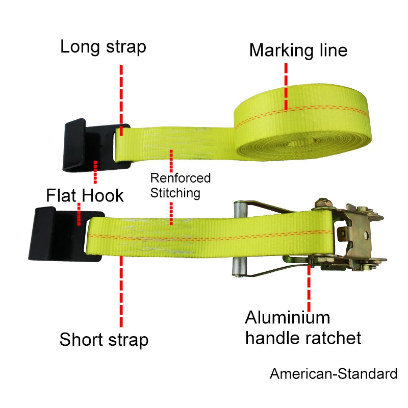 50mm*10000Lbs 30ft Ratchet Tie down Straps with Flat Hook Zinc Plated Finish