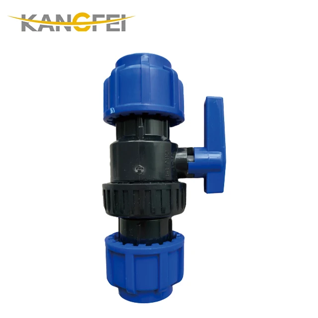 ERA PP COMPRESSION TRUE UNION BALL VALVE blue FITTINGS joint 20mm 25mm 32mm 40mm 50mm 63mm HDPE Compression PN16