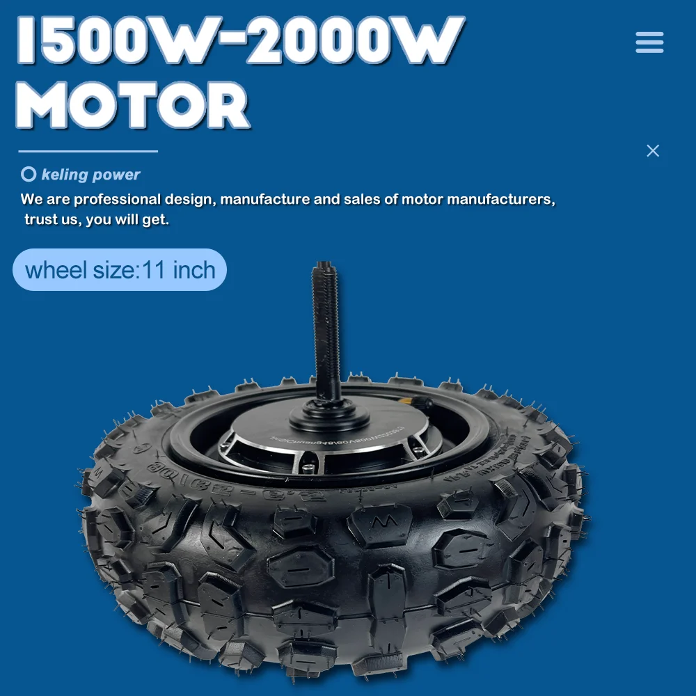 Hot selling 36v 48v 60V skateboard 1500W 11 inch electric dc brushless gearless hub motor for scooter