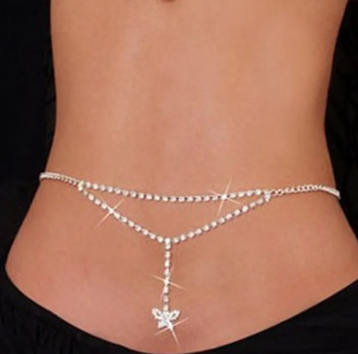 
Manufacturers bridal jewelry auto show sexy model rhinestone love waist chain fashion European and American waist jewelry 