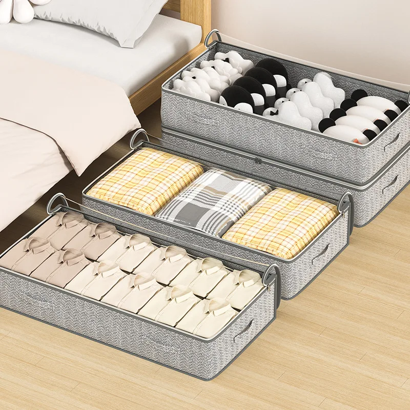 2024 Under The Bed Storage Dust-Proof Handle Foldable Storage Bag Quilt Clothes Home Flat Storage Box