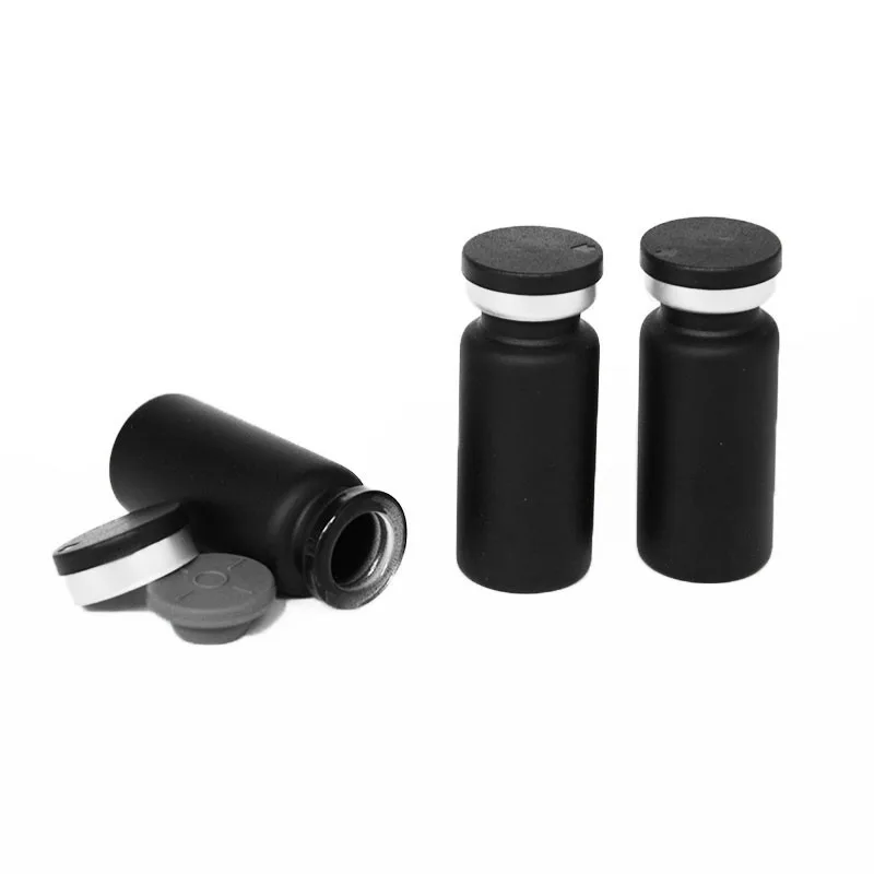 Wholesale 8ml injection vial gold logo black brown clear glass vial with rubber cap 10ml for liquid medicine