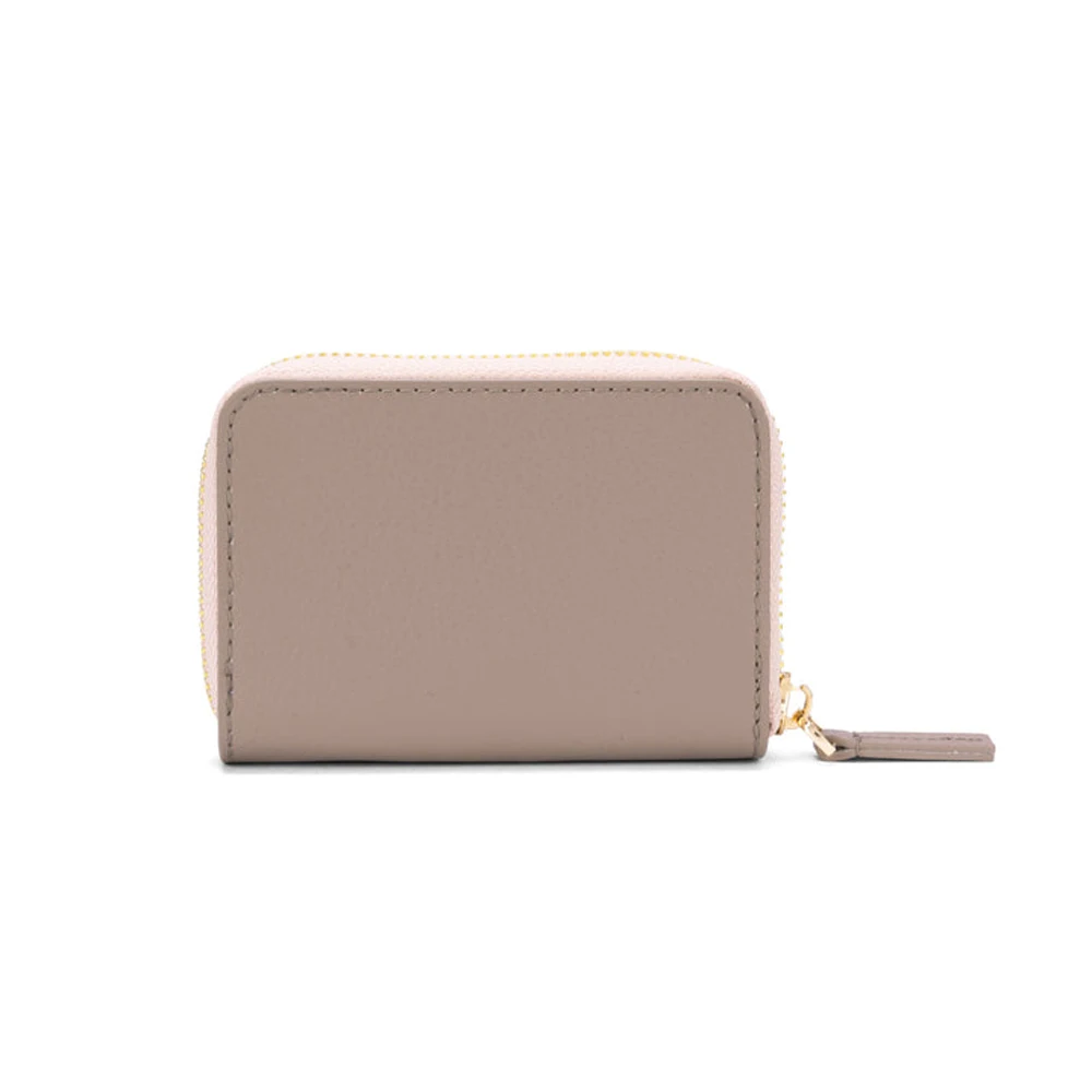Wholesale Fashionable Minimalist Customized Services Zippered Leather Credit Card Holder Wallet With Zipper For Women