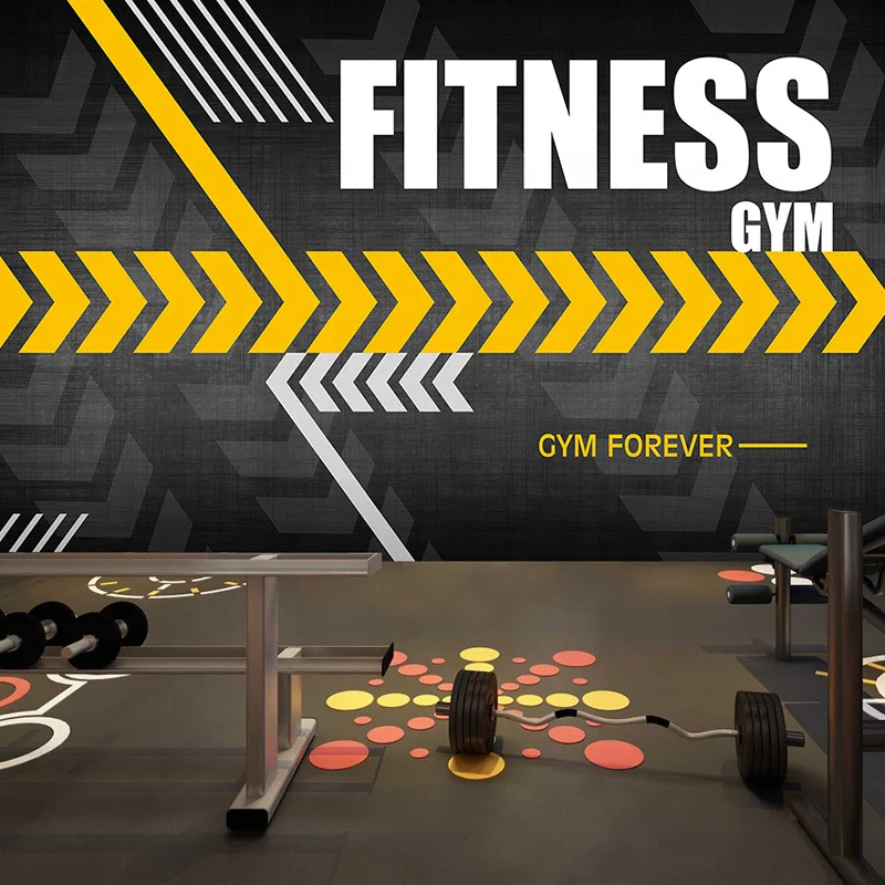 3d sports gym self-adhesive wallpaper fitness mural peel and stick