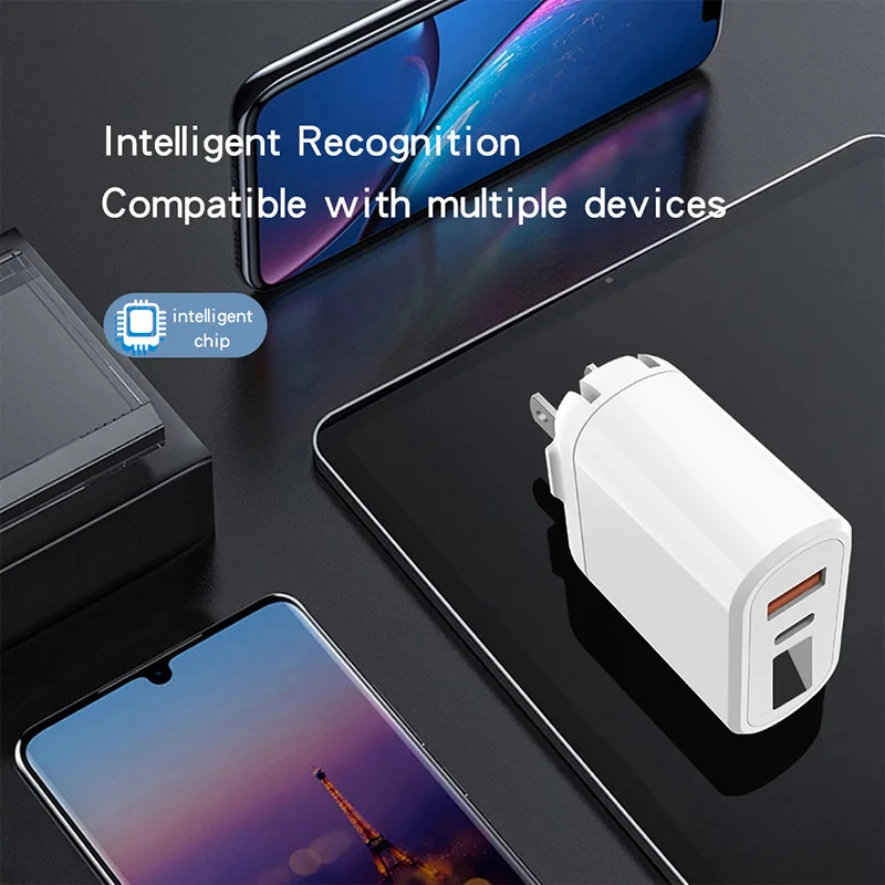 USB57s 18w Dual Port  Pd 3.0 Fast Charger Qc 3.0  Type C Fast Wall Charger With Led Display For Phone