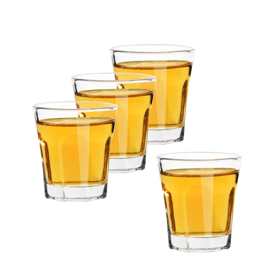 wholesale 1.5oz  vodka liquor alcohol  Round Mouth and Octagon Base Small Glass Shot Cups Shot Glass Set