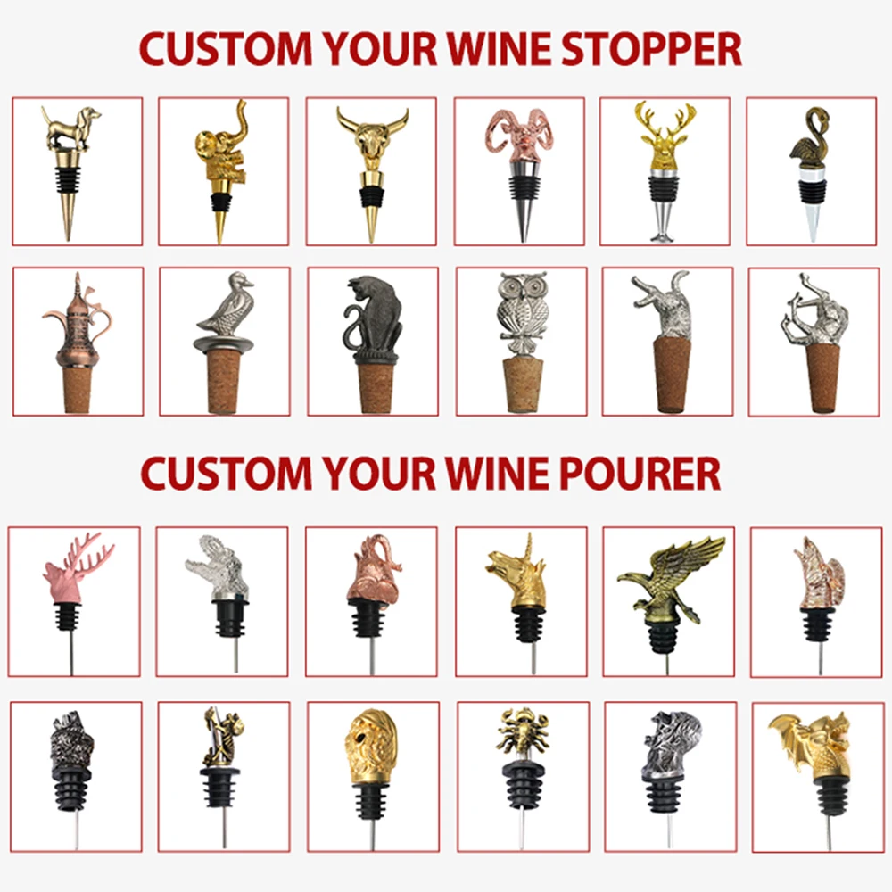 Custom Design Retro Animal Wine Stopper Bar Tools Creative Bottle Stoppers For Wine Champagne Metal Dragon Head Wine Stopper