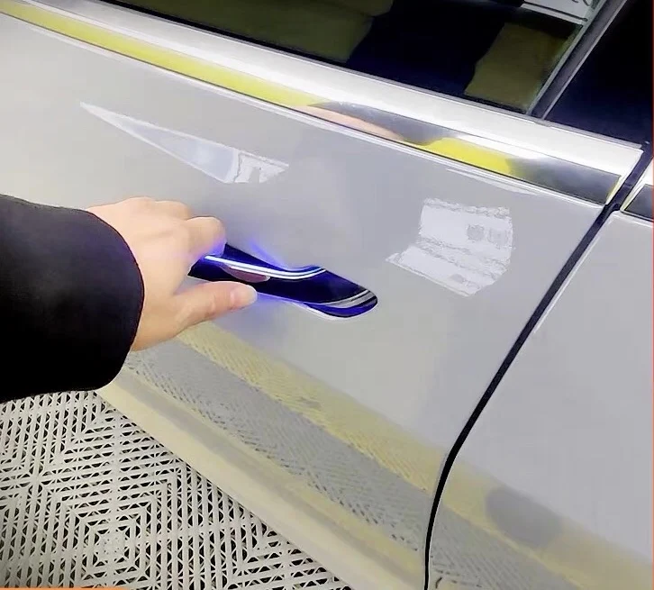 Car automatic door handle intelligent smart electric auto door handles electric door handle with LED light for Tesla model 3