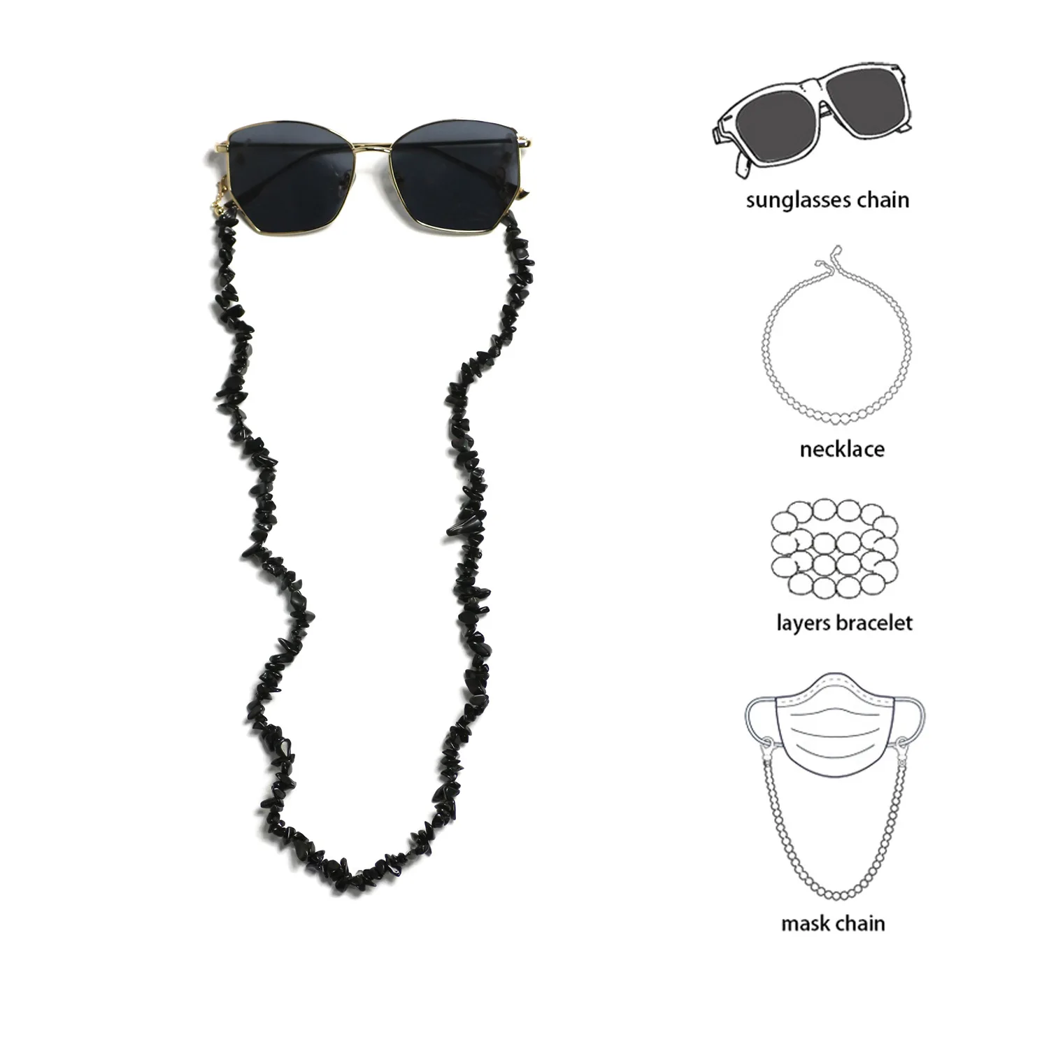 OEM Length rose quartz turquoise Eyewear Sunglasses Chains Accessories  Eye Glasses Cord Holder Strap Rope eyeglasses Chain