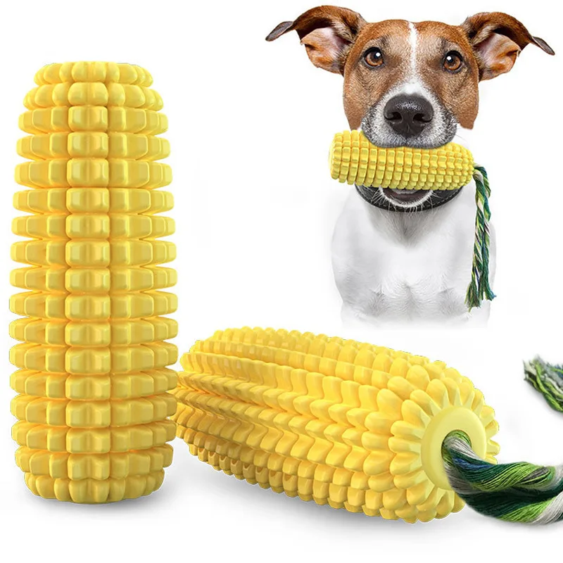 Wholesale Custom Eco-Friendly Dog Training Chew Corn Shaped Interactive Squeaky Pet Toy Sustainable and Cleaning Teeth Feature
