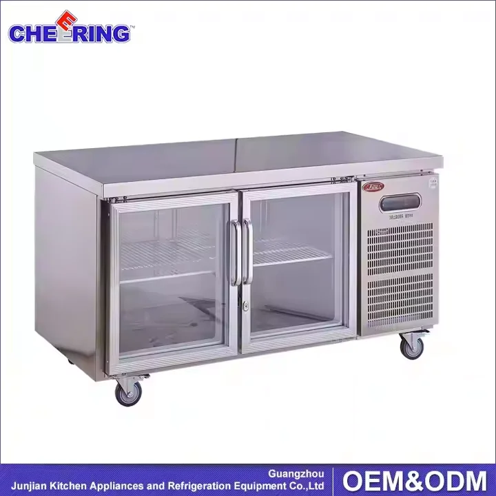 Commercial 2 Door Undercounter Refrigerator Freezer Drawers Restaurant Kitchen Work Bench Table Top Fridge undercounter Freezer
