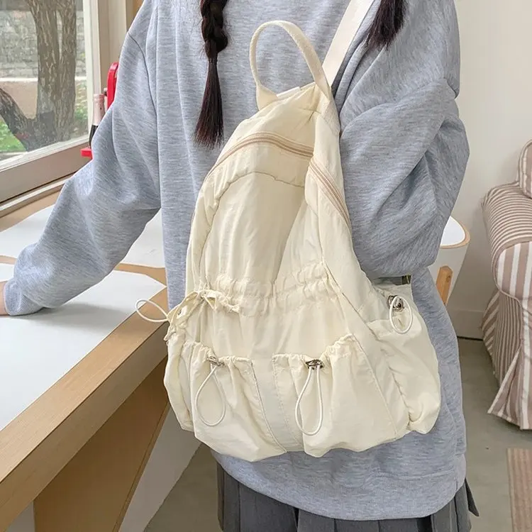 South Korea lightweight nylon backpack Japanese style artistic drawstring student bag leisure sports travel backpack