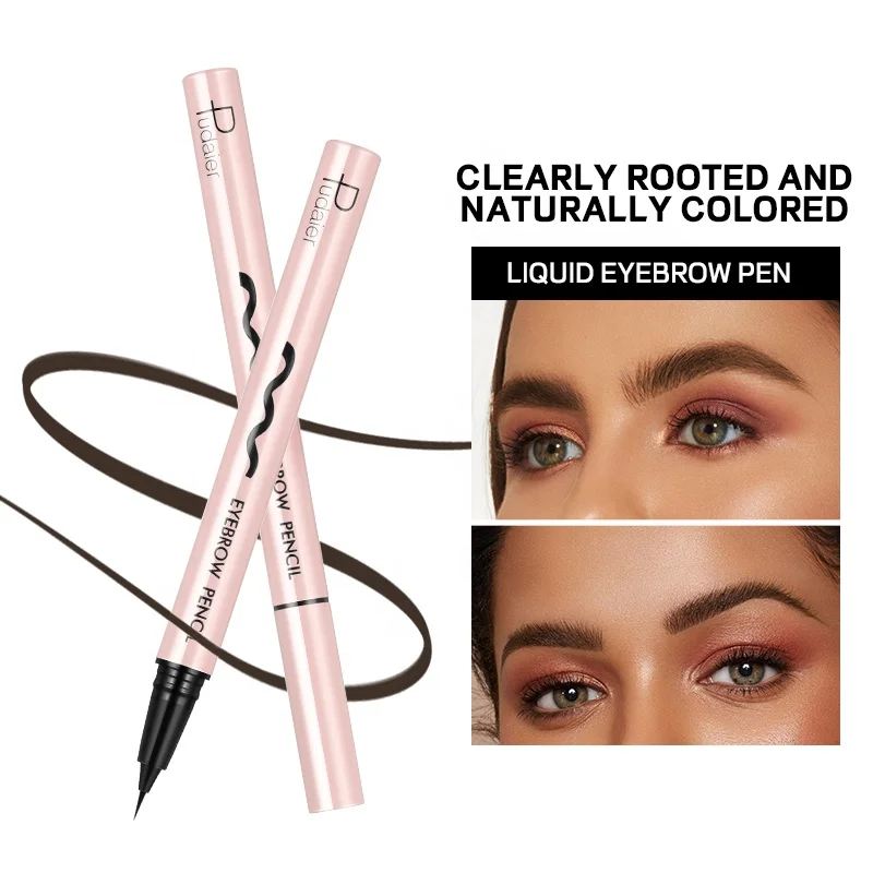 Free Sample OEM Wholesale Cosmetic Liquid Eyebrow Pencil Quick Dry Waterproof Vegan Black Brown Brow Pen Private Label Makeup