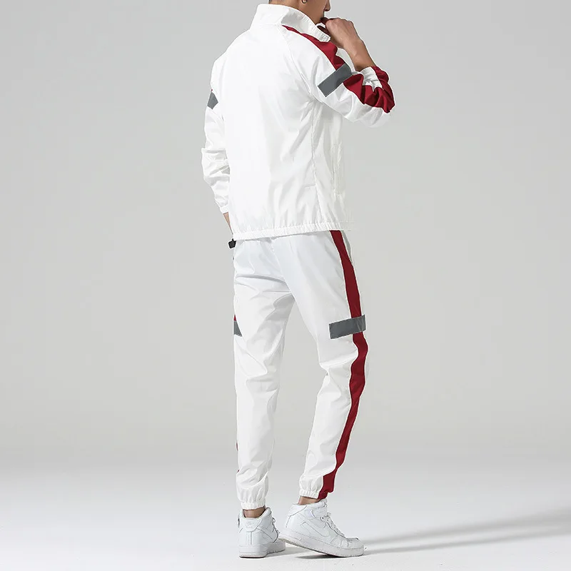 Wholesale custom cheap high quality 2 pieces white sports tracksuits polyester track suit for men