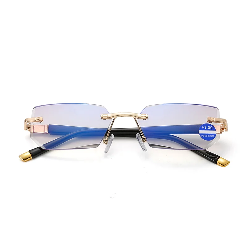 H008 Rimless Squared Lens Metal legs Anti blue light Prescription Magnetic Good Quality Fashion Unisex Men Women Reading Glasses