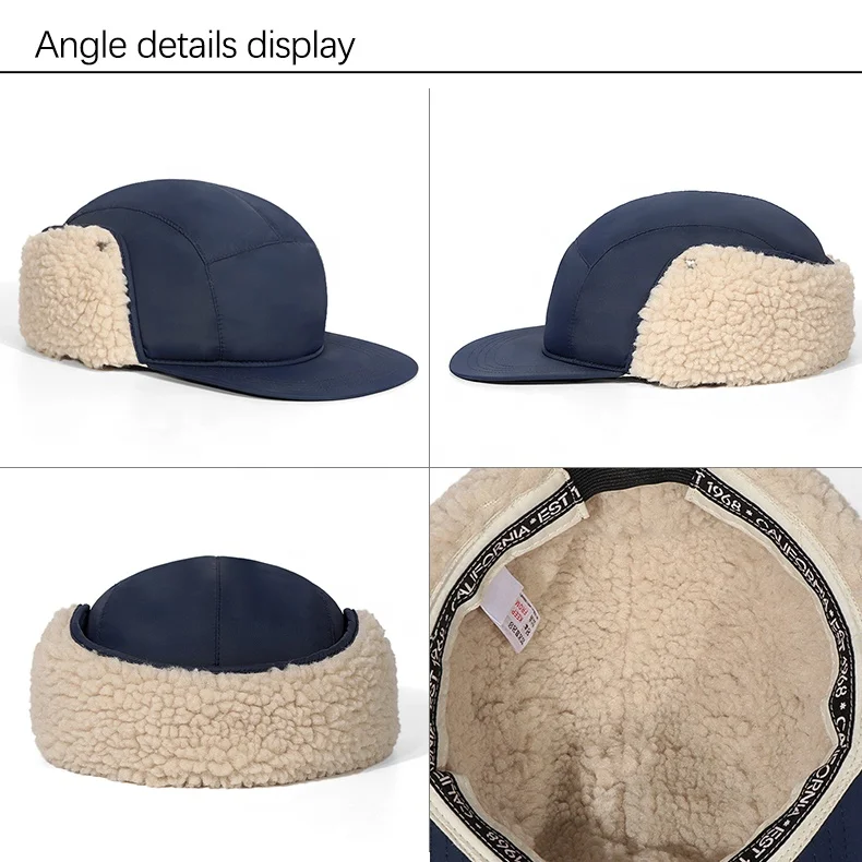 gorras custom Bill Snapback Flat Cap version of the warm hat outdoor biking cold-proof ear cap visor flaps winter earflaps