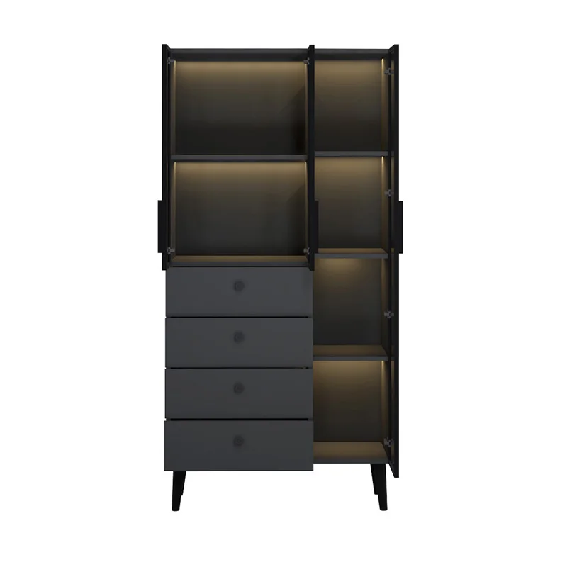 Home Furniture Living Room Aluminum Wine Cabinet Floor Bar Cabinet Home Hotel Wine Rack Restaurant Storage Display Shelf