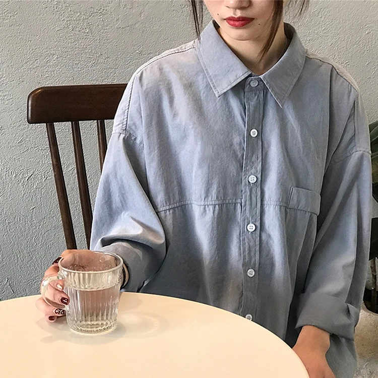 Женская рубашка из искусственной замши, повседневная однотонная блузка с длинным рукавом, большие размеры, весна 2021