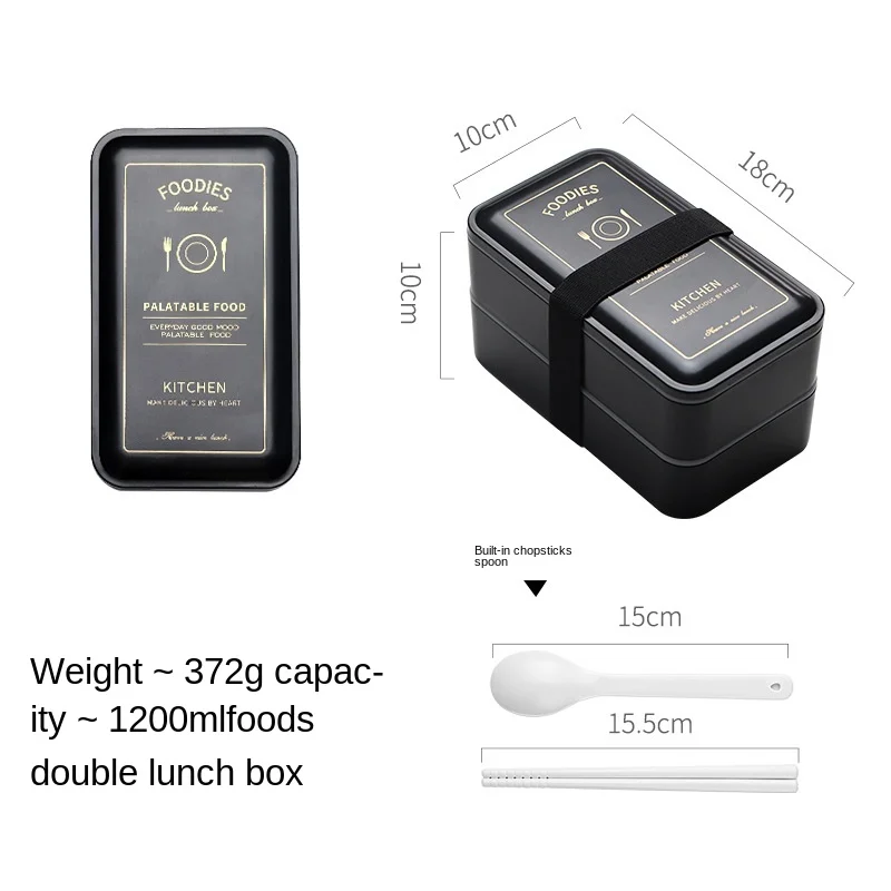 New Fashion Lunch Box Lunch Office Worker Student Double Layer Microwave Oven Heating Separate Large Fruit Salad Lunch Box Set