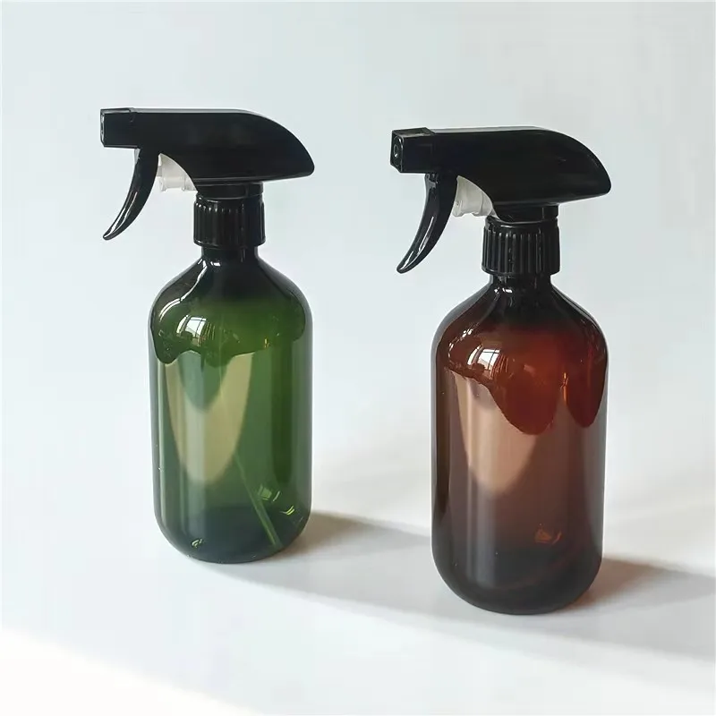 Stock 300ml 500ml Green tawny alcohol Cleaner Round Shoulder Room Spray bottle Luxury Home Fragrance