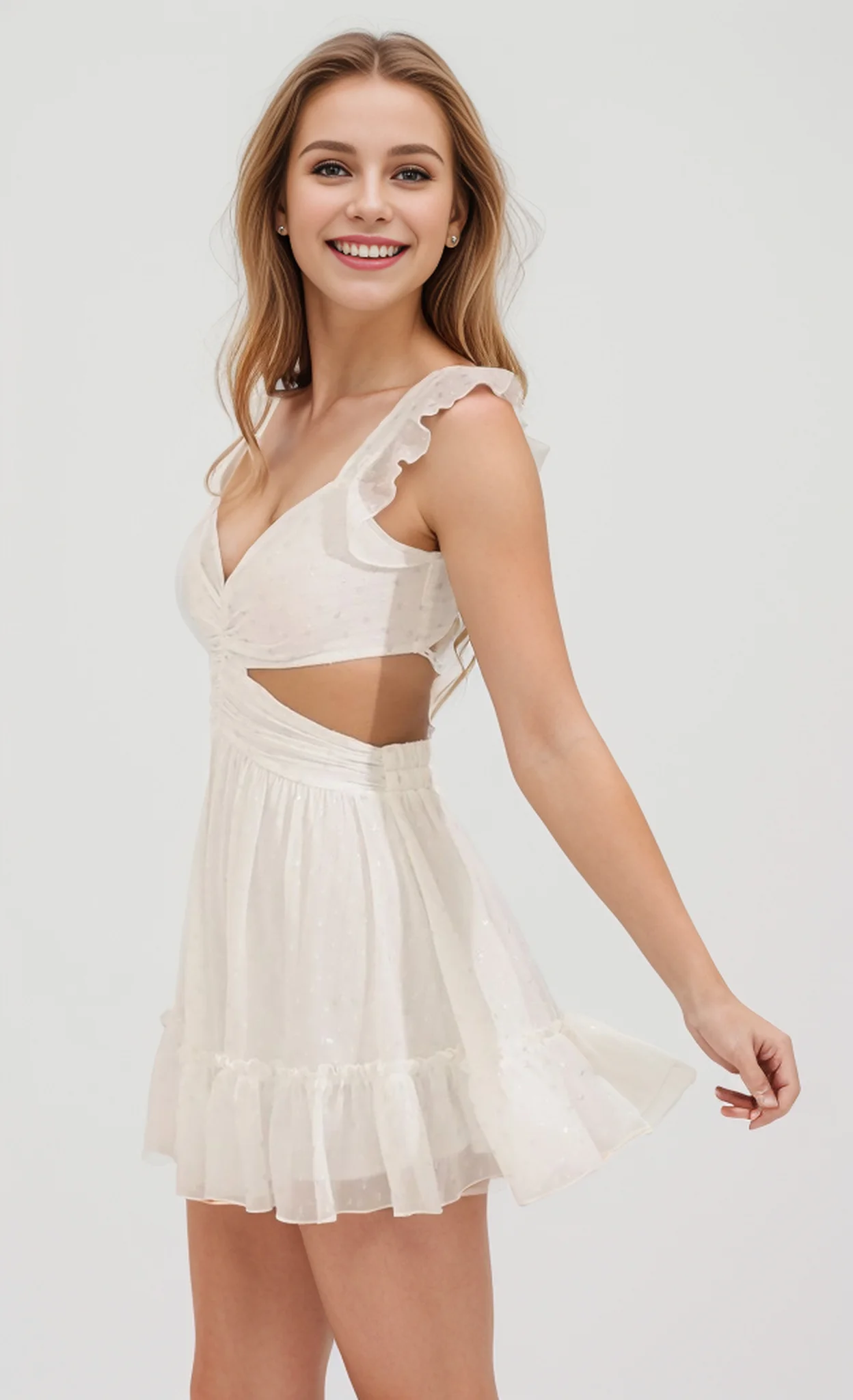 Белые шифоновые Повседневные пикантные платья с оборками и вырезом без спинки