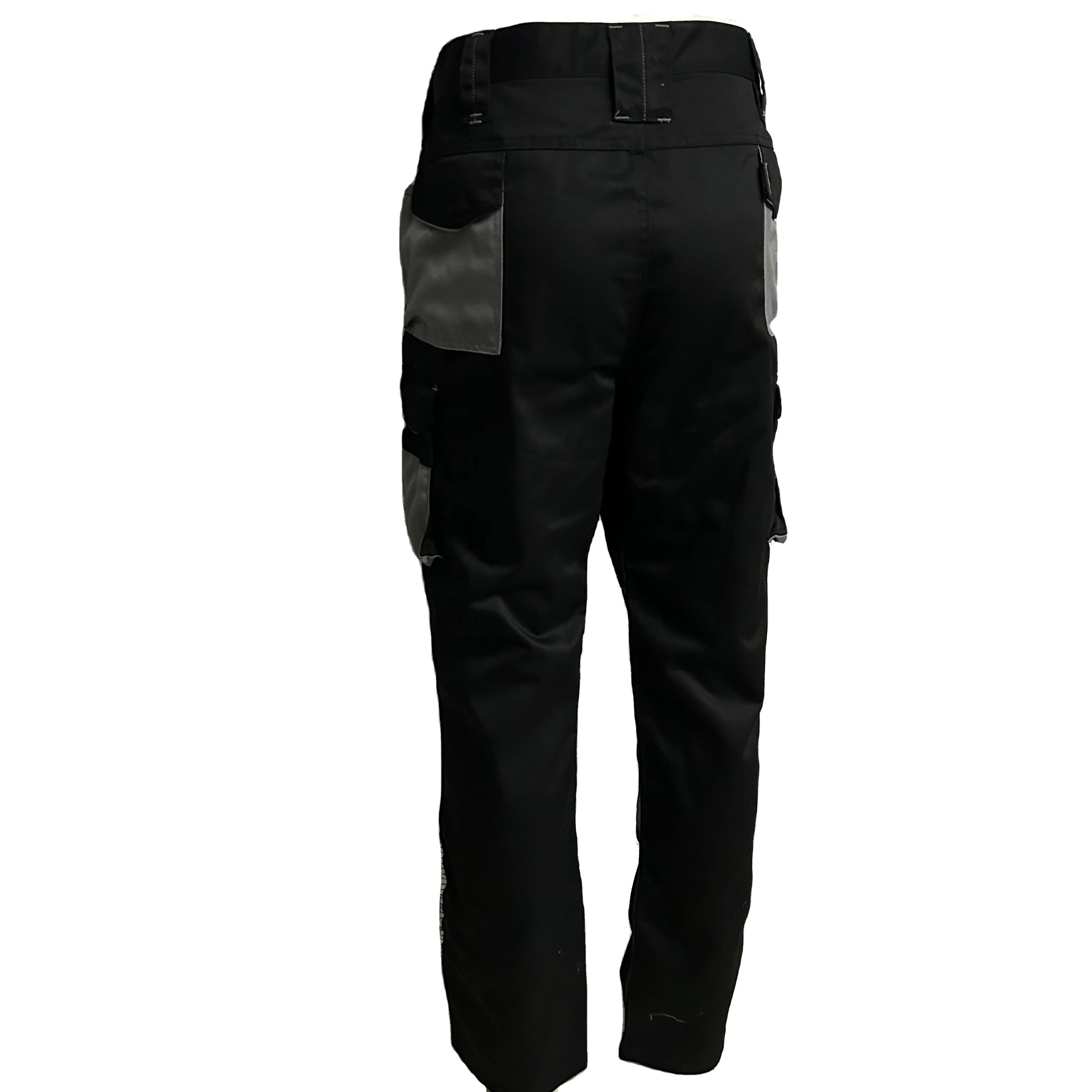 Heavyweight 100% Cotton Multi Pockets Work Trousers OEM Black Workwear Uniforms Custom Cargo Pants For Men With Knee Pads