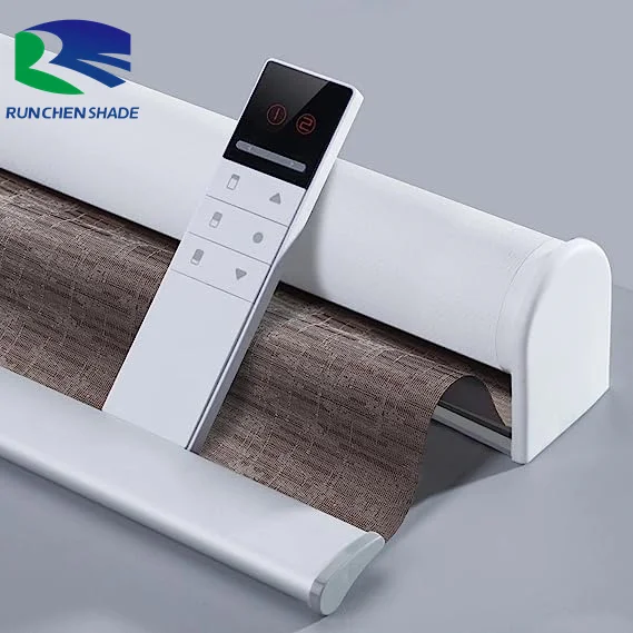 Customized Electric Motorized PVC and Polyester Roller Blinds Vertical Pattern Window Shades For Indoor