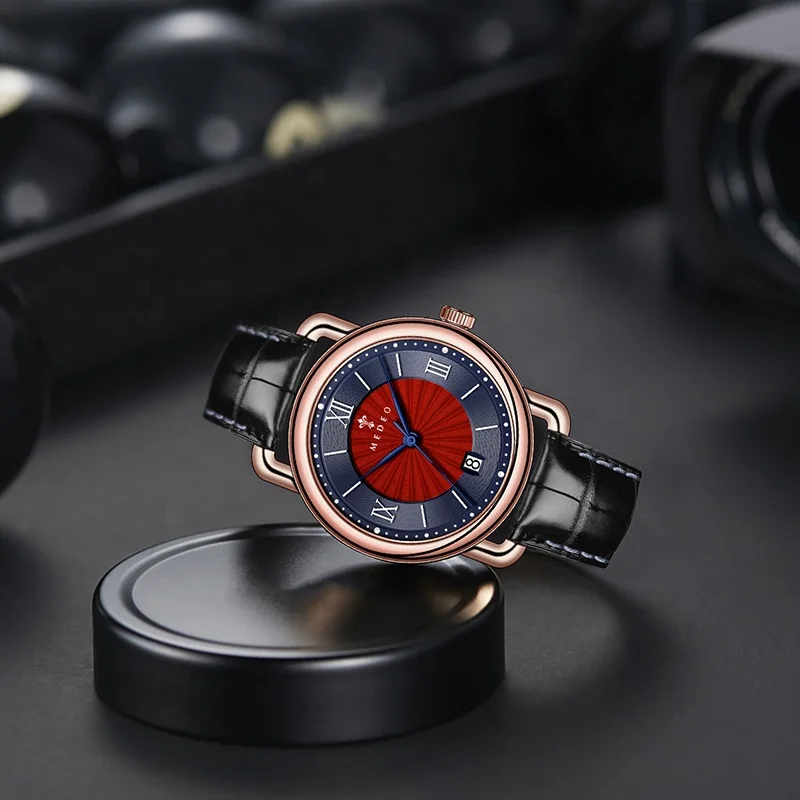 Strap Wristwatch Quartz Watch Stainless Steel Buckle Genuine Leather watch Straps Sapphire Glass Quartz Watch for Men