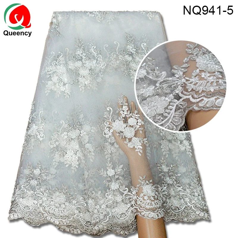 
Beading Lace Women Club Dress African American French Net Lace Fabric embroidery fashion wedding cloth 