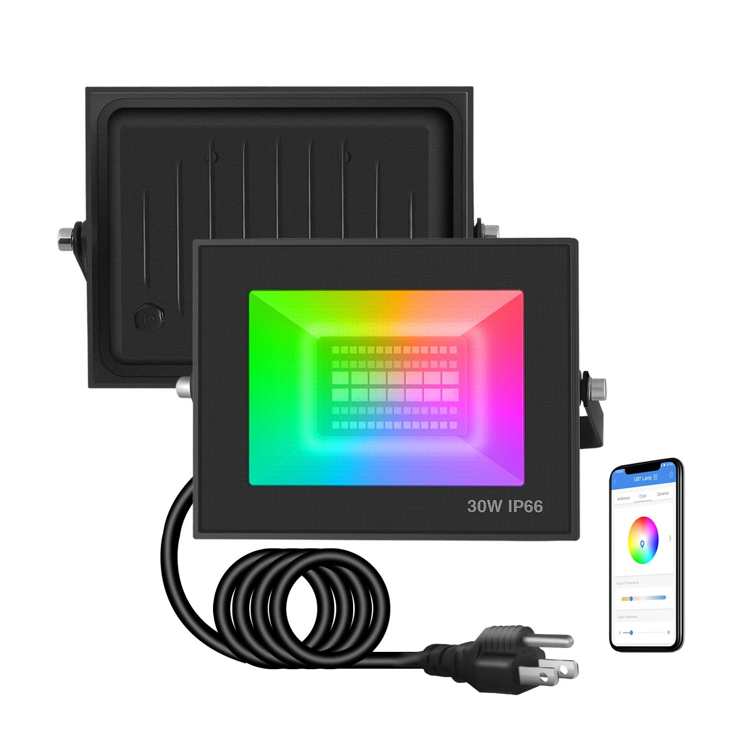 Outdoor color changing led 30W APP control and rgbcw flood light for outdoor patio and house decoration IP66 waterproof