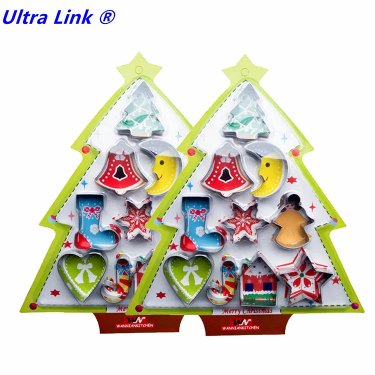 Wholesale Stainless Steel Cookie Cutter Christmas Cookie Tool Snowman Christmas Tree Elk Set DIY Baking Cookie Mold