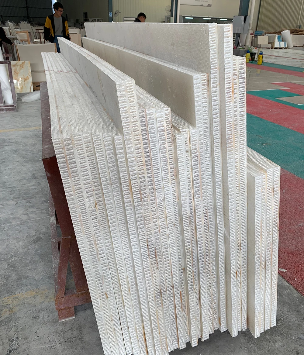 Hot sale Thin onyx Cary Ice White Jade Big Slab White Onyx Backlit Plastics honeycomb backer For Wall Tiles