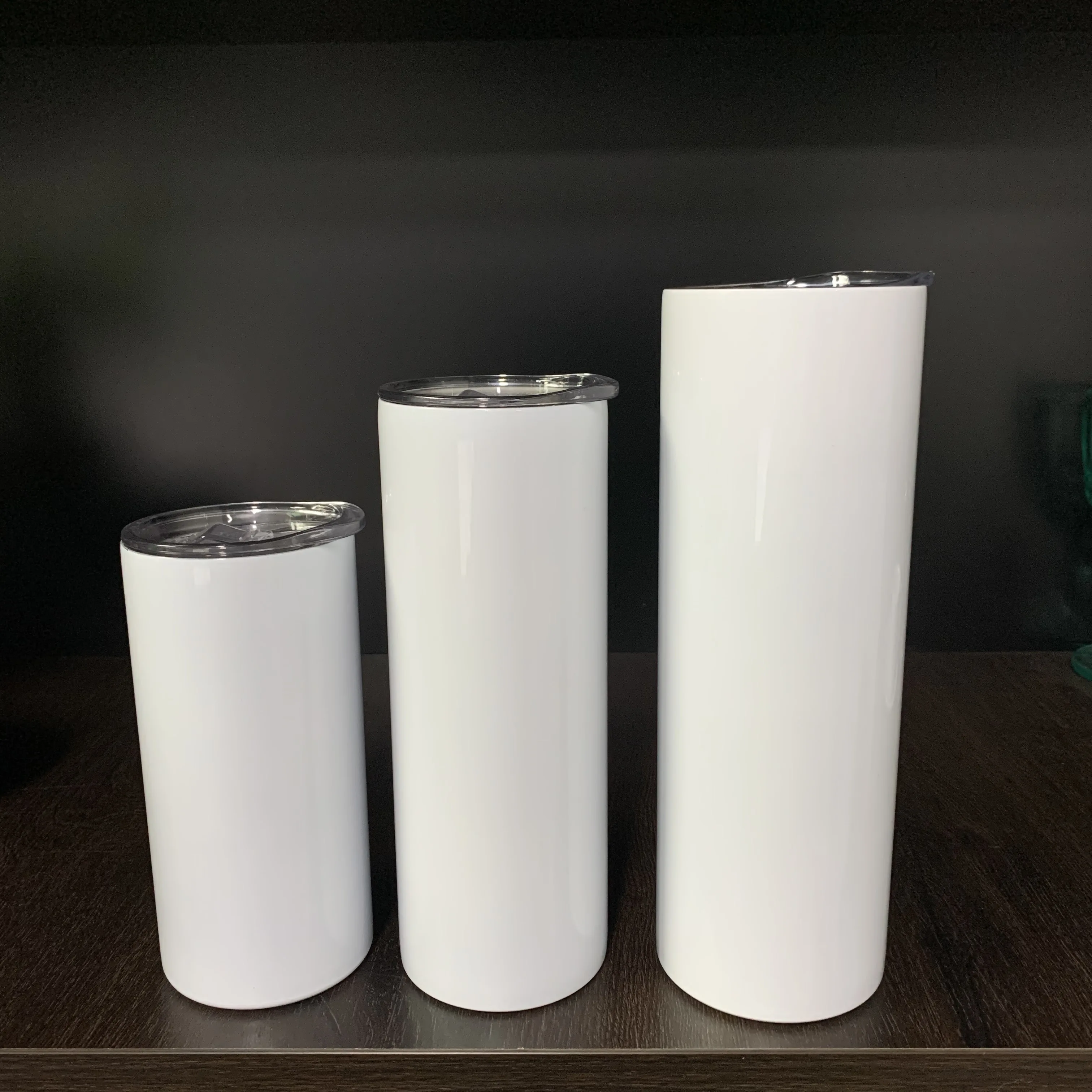 US warehouse travel coffee skinny cup double walled insulated 20oz stainless steel sublimation blanks tumbler with lid and straw