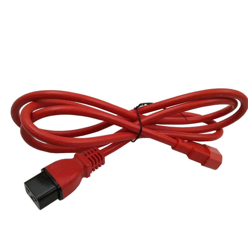 16A,250v~ 14AWG Red ,Male IEC C14 to Female  Lock  C19  Extension Cord