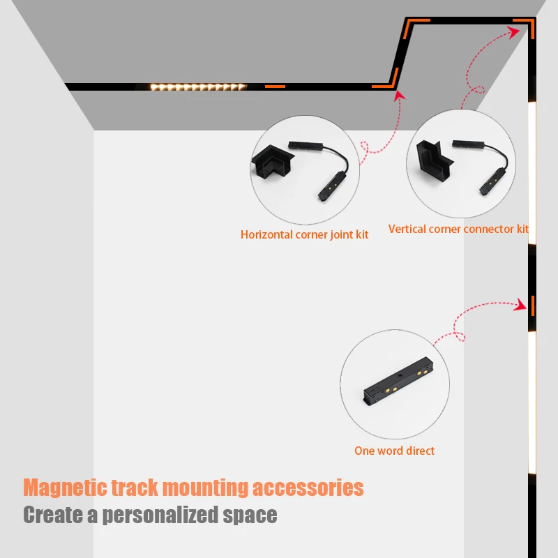 Ultrathin Surface Recessed Hidden Ceil 48V Linear Spot Led Track Light 1M 1.5M 2M 3M Slim 4 Wires Magnetic Rail System Lighting