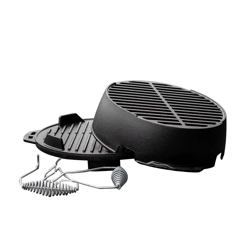 Pre Seasoned Cookware Classic Cast Iron BBQ Oven with Three Legs Campfire Camping Grill for Camping Fireplace Cooking BBQ