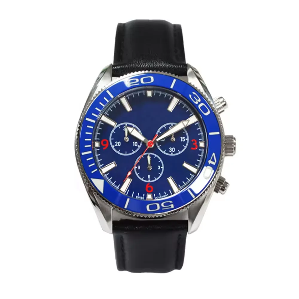 44mm luxury 5atm chronograph quartz mechanical movement watch rotating ceramic insert men watch for sale