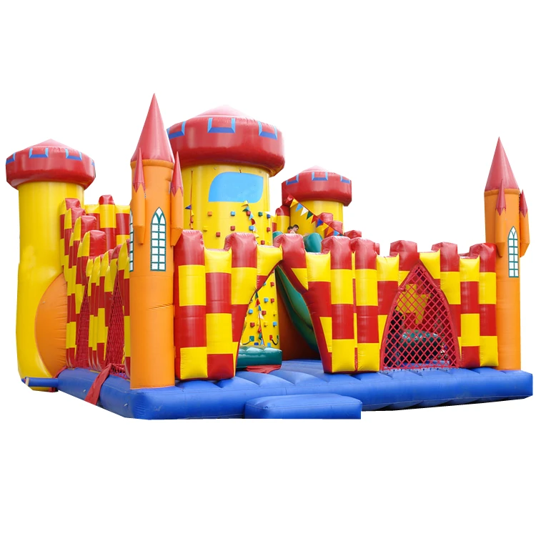 
New designing inflatable giant fun city climbing wall slide bouncer castle combo game amusement playground for sale 