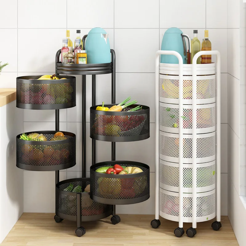 
Storage Rack Dropshipping 1pcs Hot Sale White Mobile 5 layer Modern Mobile Multifunctional Rotating Storage Racks 
