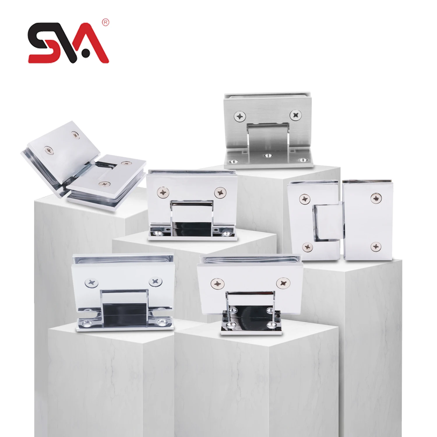 Crl Chrome Brushed Nickel Wall Mount H Shape Brass Back Plate Square Door Hinge for Heavy Glass Shower Door Hinges