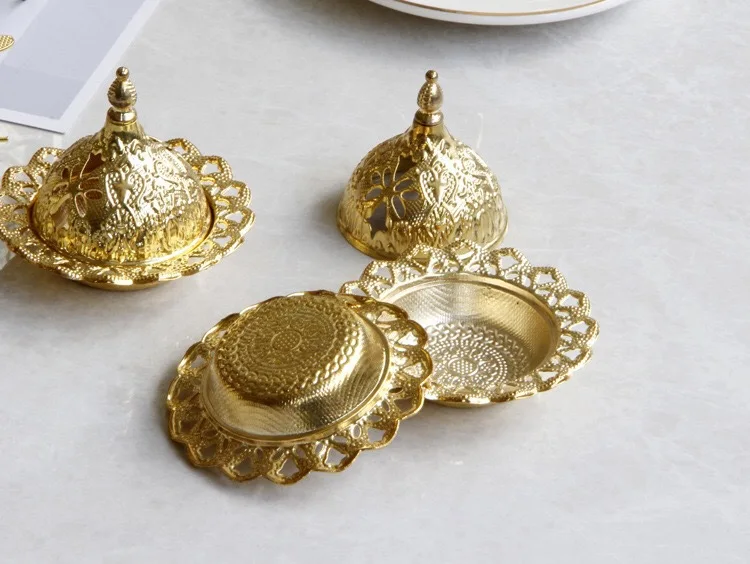 Metal Iron Golden EID MUBARAK Ramadan Incense Burner Middle East Arabian Lent Incense Holder Arab Metal Tray Desktop Decor